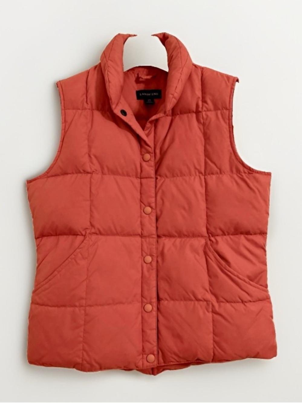 Lands' End Women's XS Sleevees Goose Down Puffer Vest Snap Front Pockets Quilted